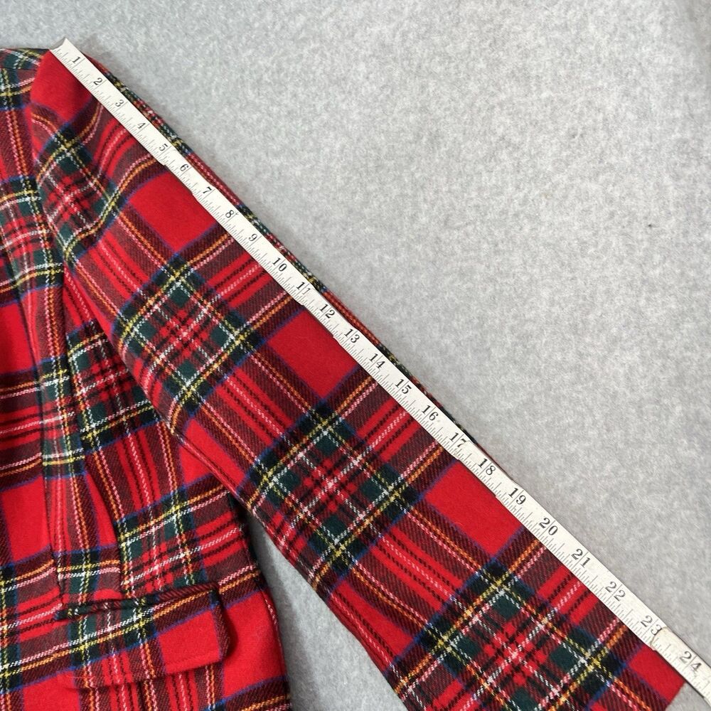 Talbots Red Tartan Plaid Blazer 16 Christmas Holiday Wool Blend Work Classic - Picture 13 of 16